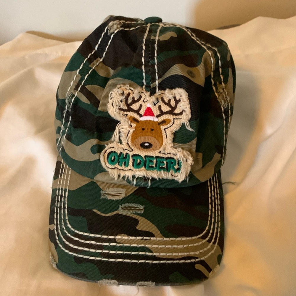 Cute Camouflage Christmas Reindeer Hat